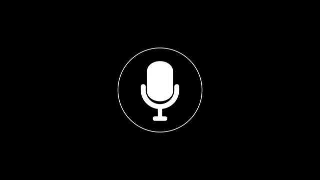 Voice recording podcast mic microphone button icon animation. audio microphone icon animation.  