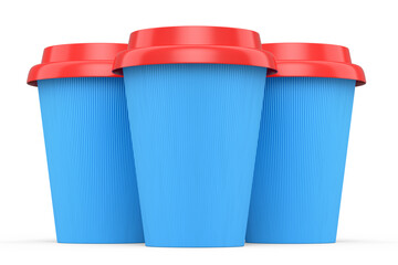 Set of paper coffee cups for cappuccino, americano, espresso, mocha, latte