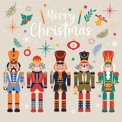 Christmas Nutcrackers Vector Illustration on Light Background - 639177130