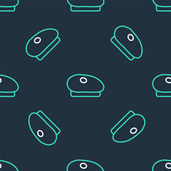 Line French beret icon isolated seamless pattern on black background. Vector
