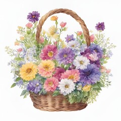 Fototapeta na wymiar Gerbera and variety flower basket