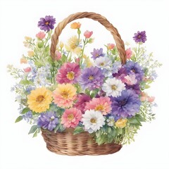 Fototapeta na wymiar Gerbera and variety flower basket
