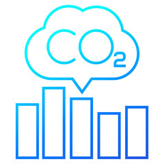co2, carbon emissions levels line icon