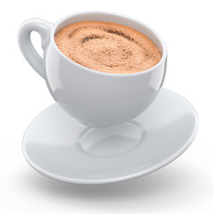 Ceramic coffee cup for cappuccino, americano, espresso, mocha, latte on white
