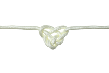 PNG,celtic knot in the shape of a heart made of white cord. Concept of creative unity, faith and protection. , isolated on white background