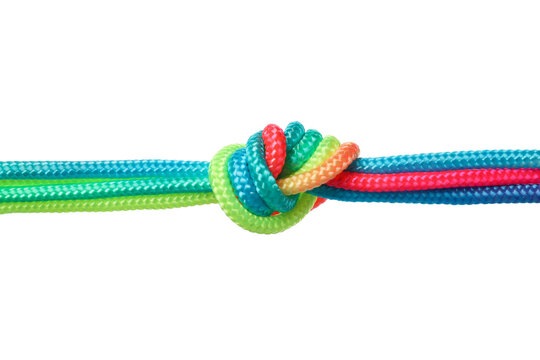 PNG,a knot of multi-colored braided laces, isolated on white background