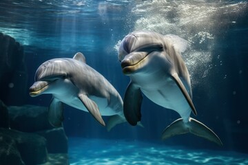 Underwater dolphin playing. Generate Ai