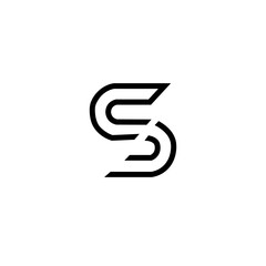S letter logo initial line art outline monoline Vector Image.
