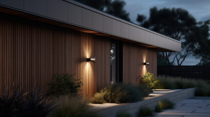 Close up view of outdoor led waterproof solar lamp with motion sensor.