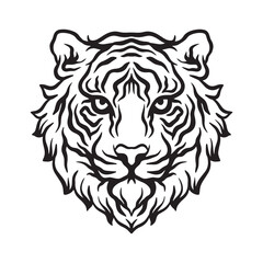 tiger head hand drawn illustrations for the design of clothes, stickers, tattoo etc