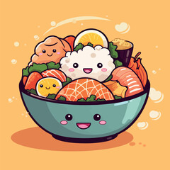 Kawaii food cartoon flat vector illustration with isolated background