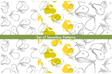 set of patterns with painted pears