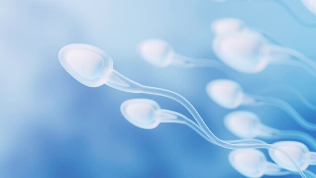 Human sperm cells, 3d rendering.