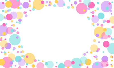 Flat colorful frame confetti circle polka dots background
