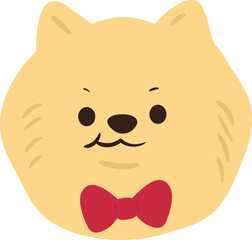 Cute dog head with ribbon illustration