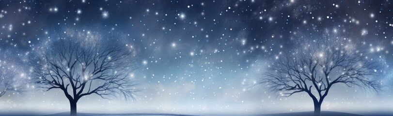 Fototapeta na wymiar Blue Christmas winter landscape. Horizontal image. Generative AI
