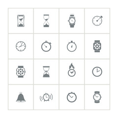 Time and Clock icon set with Watch, Timer, alarm, smartwatch