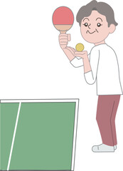 老人　シニア　運動　卓球
