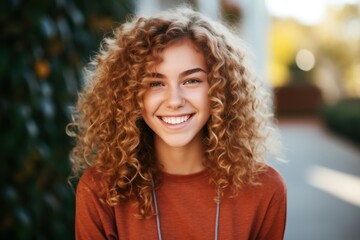 Obraz premium Vaccinated teenage girl smiling. Generate Ai