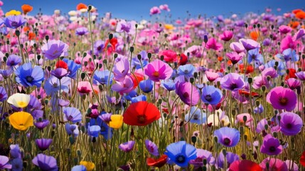 A field of wildflowers stretches endlessly