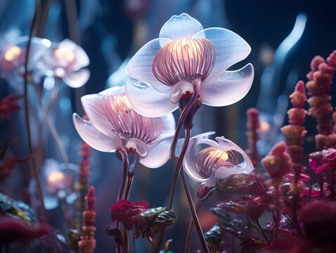 Synthetic Eden: AI-Engineered Flora and Fauna Depicting the Evolutionary Intersection of Nature and Advanced Technology in Future Landscapes