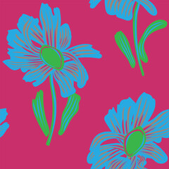 Fototapeta na wymiar Colourful Botanical Floral Seamless Pattern Design