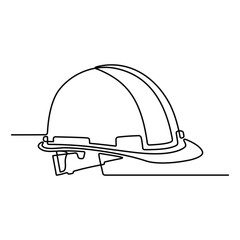 Safety helmet. Continuous line concept. Hand drawn. One line. Logo design. Vector. illustration