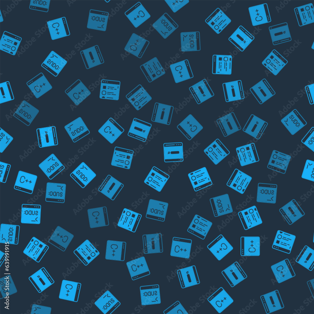 Poster set software, browser files, search engine and code terminal on seamless pattern. vector