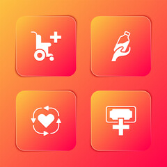 Set Wheelchair for disabled person, Donation water, Volunteer and and charity icon. Vector