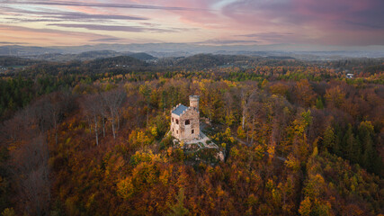 Stunning little castle near city of Karpacz in Poland. Prince Henryk Castle is located in village...