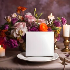 A white sheet, a blank page surrounded by flowers and candles.