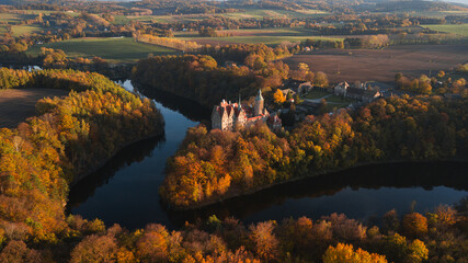 Amaizing autumn conditions at Czocha Castle. Stunning place to stay over the night and feel magic of stone walls and history. Czocha castle lying near river and woods. Great place for holiday. © Hans