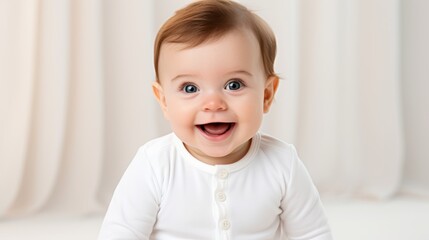 Cute baby is smiling. Beautiful illustration picture. Generative AI