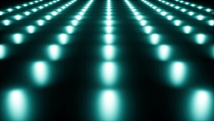 many lights glowing in blackb ackground. wall or floor with shiny bright objects in grid position