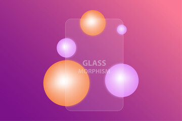 Orange and purple glass effect design.Glassmorphism vector concept background.