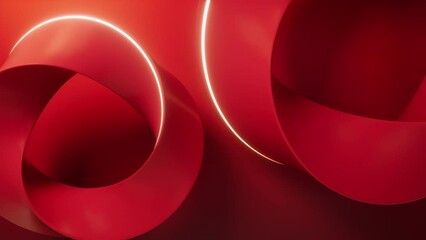 Red curve ring geometry, 3d rendering.