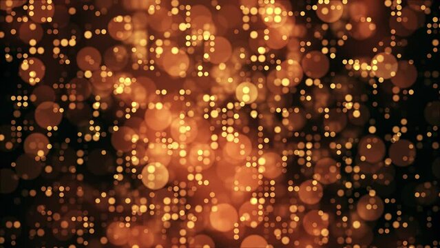 Golden Christmas Bokeh: Glittering Particles, Stars, and Circles in a Festive Holiday Design