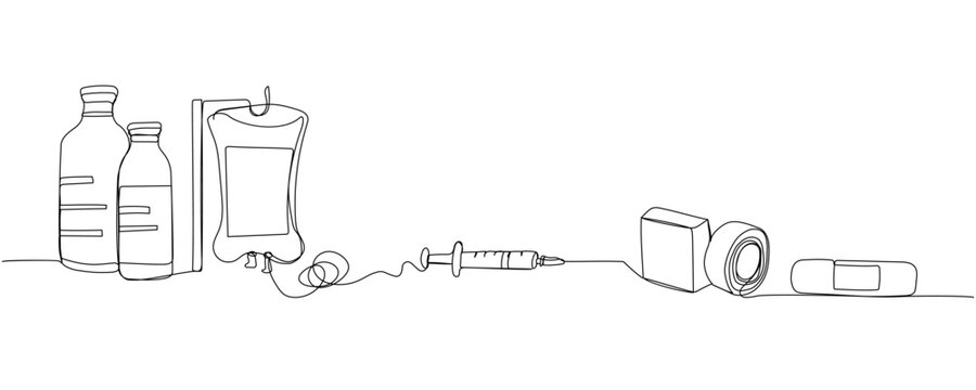 medical supplies continuous line drawing clip art preview