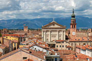 Fototapeta premium the old city of Cittadella seen from the walls that surround it.