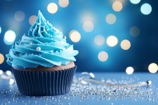 attractive blue cupcake