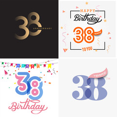 38 years anniversary vector number icon, birthday logo label, anniversary design