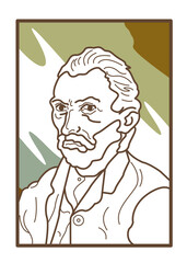 Line illustration of vintage painting