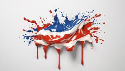 American flag in paint splash texture - ai generative