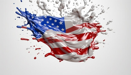 American flag in paint splash texture - ai generative