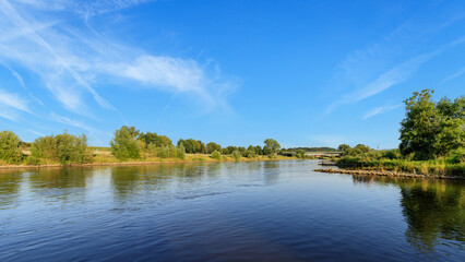 Fototapeta premium River landscape on a sunny summer day. Germany nature