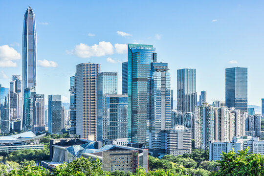 Fototapeta Urban downtown architecture and natural scenery in Shenzhen, China