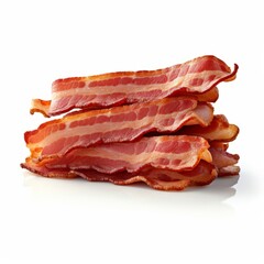 A delicious pile of crispy bacon on a clean white table