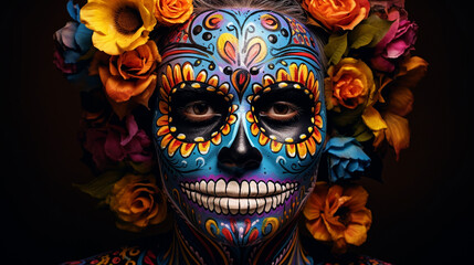 Festive Calavera Face Paint Día de los Muertos