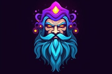 Simple bright and colorful logo of magician in mobile game. Beautiful illustration picture. Generative AI - obrazy, fototapety, plakaty