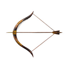 Bow and arrow isolated on white created with Generative AI